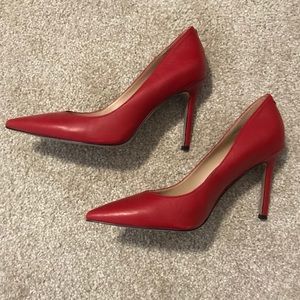 Pointed Red Leather Heels